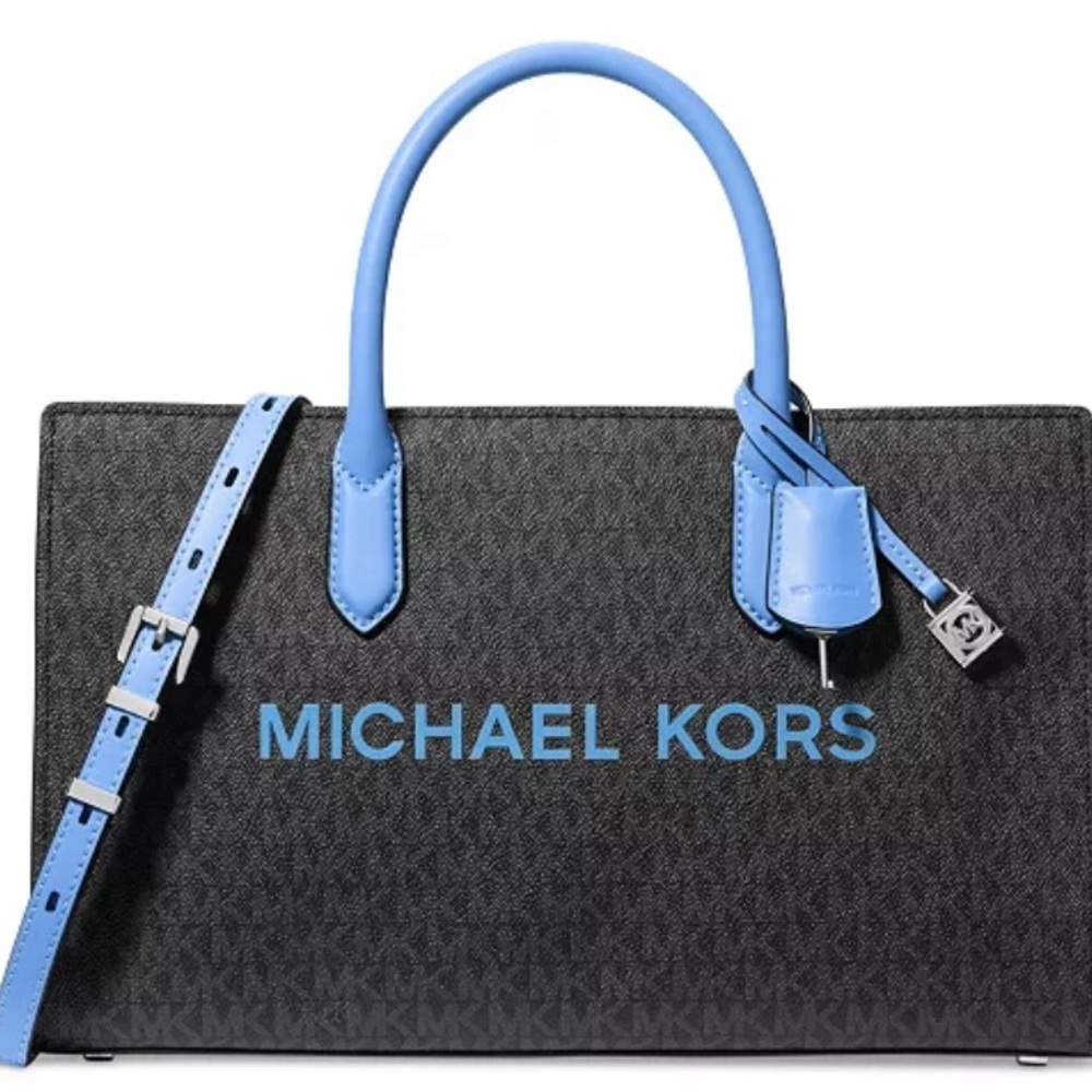 BNWT Michael Kors Signature Scarlet Tote in Black and Light Blue